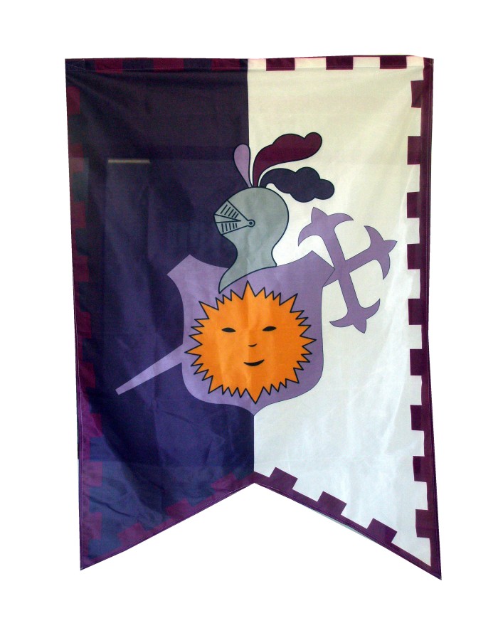 BANDERA MEDIEVAL ARMADURA 150X100 TERMINADA DOS PICOS  BANDERA MEDIEVAL ARMADURA 150X100 TERMINADA DOS PICOS