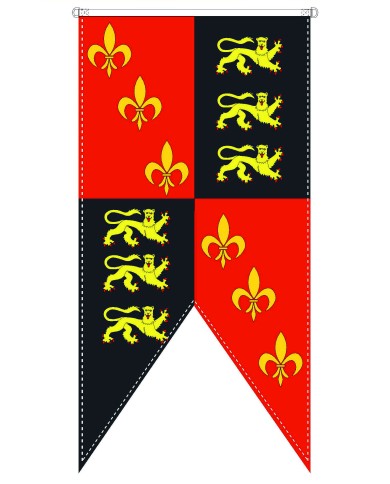 Bandera medieval leones y flor de Lis