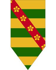 Bandera Medieval Cruces Flores y Barras Amarillas.