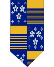 Bandera Medieval Barra y León Rampante Ajedrezado.